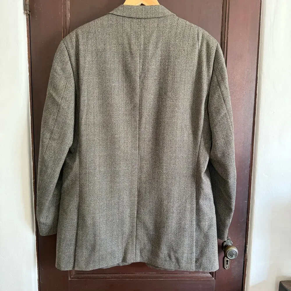ERMENEGILDO ZEGNA Soft Wool Light brown glen plaid Blazer Sports Coat 54 / 48 R
